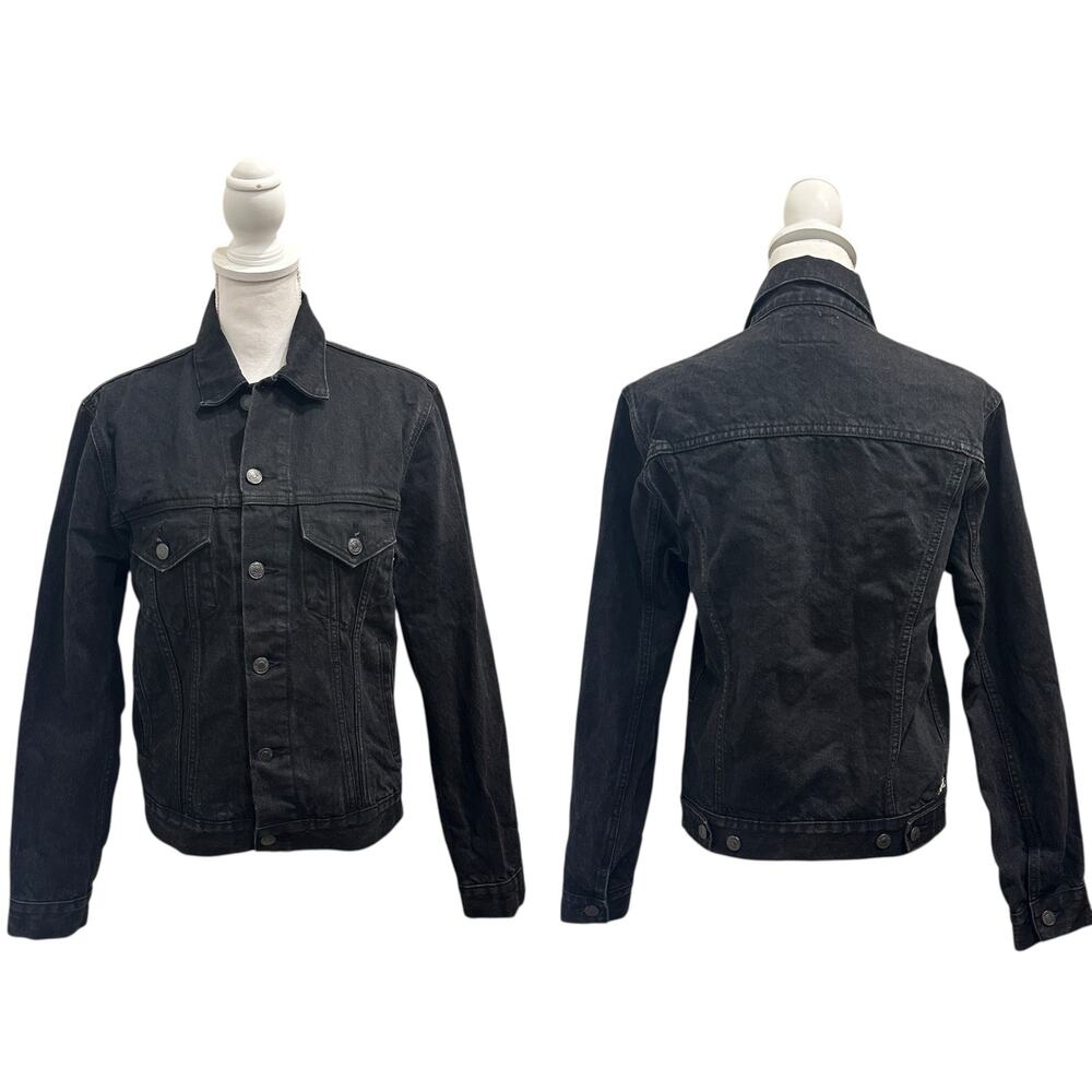 Denim & Supply Ralph Lauren Black Denim Trucker Jacket Utility Workwear Sz Small